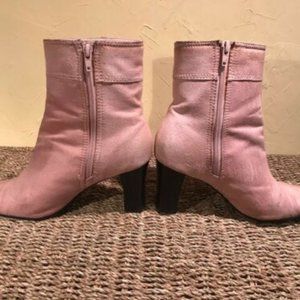 Women pink suede mid-calf boots